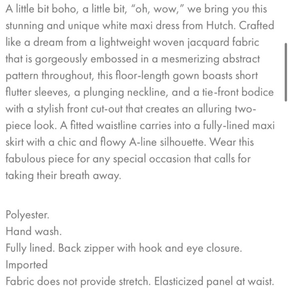 HUTCH ModCloth white Jacquard satin cut out front knot maxi dress 12 new w tag - Picture 10 of 12